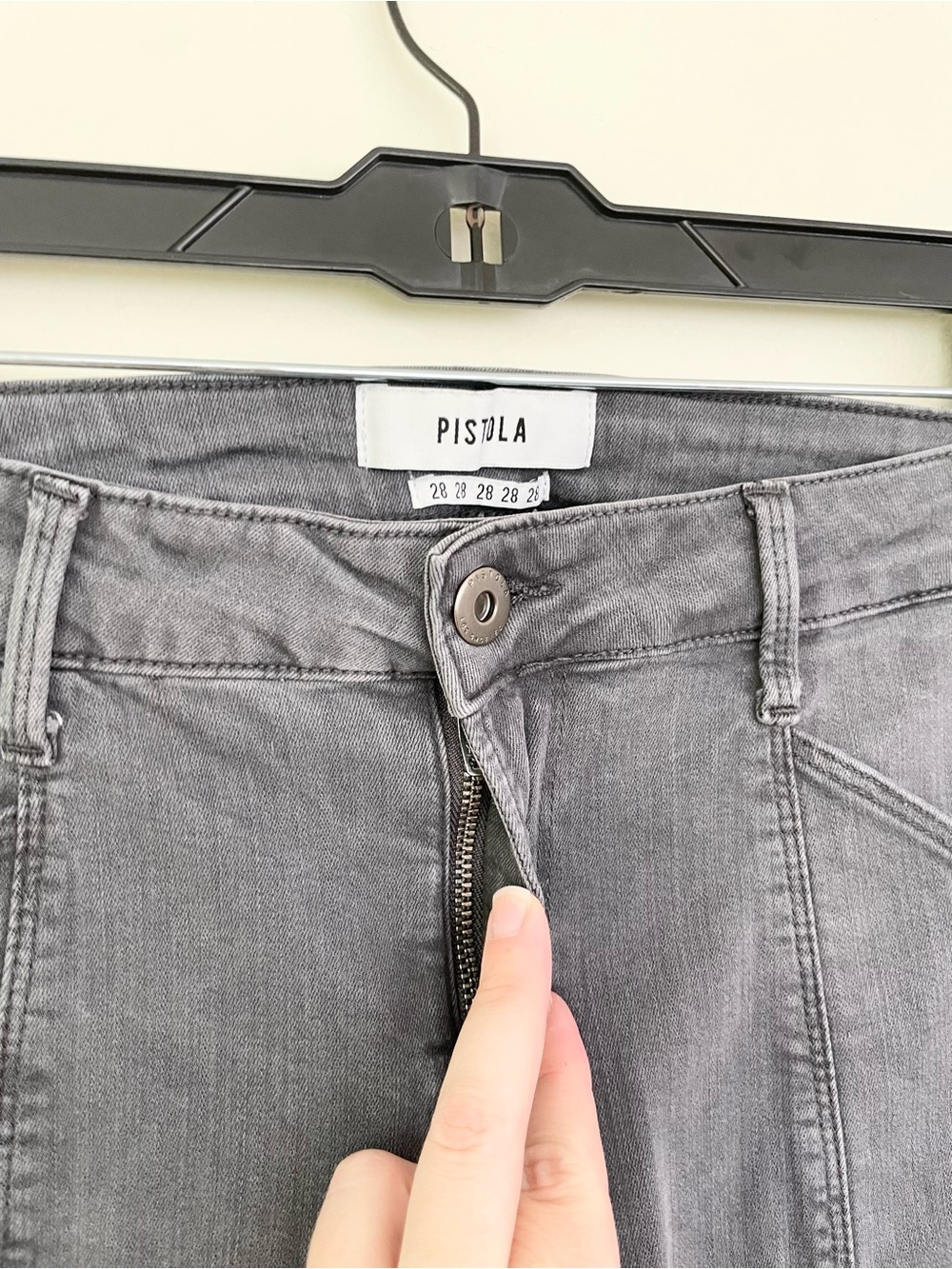 Pistols Topanga Cargo Zip Pocket and Hem Skinny Jeans in Charcoal Grey Sz 28 - Picture 8 of 9